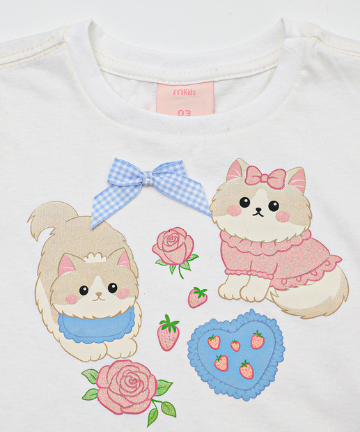 Conjunto Infantil Tule Cachorros Marisa Tam 4 a 10 Rosa