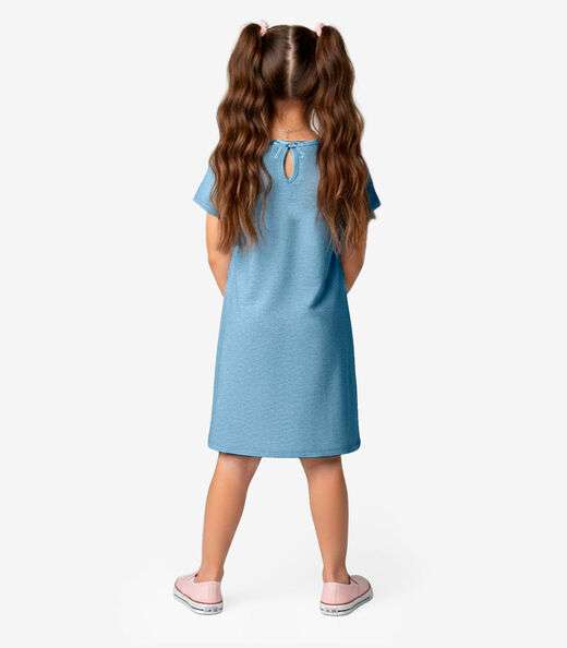 Vestido Infantil em Moletinho Maquenetado Select Azul