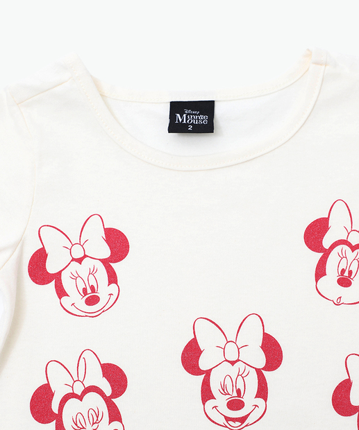 Blusa Infantil Minnie Manga Curta Disney Tam 1 a 5 Off White
