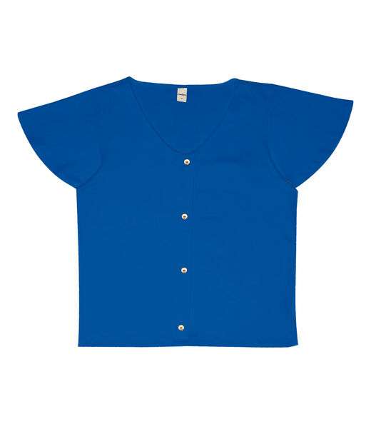 Camisa Feminina Malha Delicate Com Botões Rovitex Azul