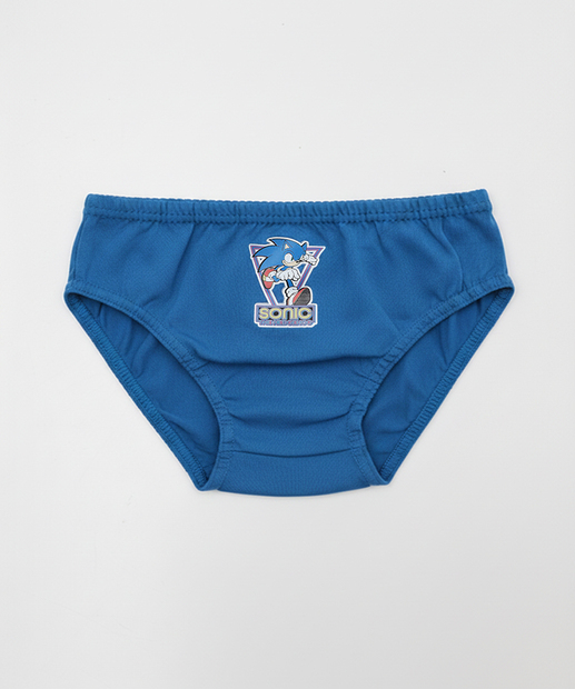 Kit 3 Cuecas Infantil Estampa Sonic Tam 4 a 12