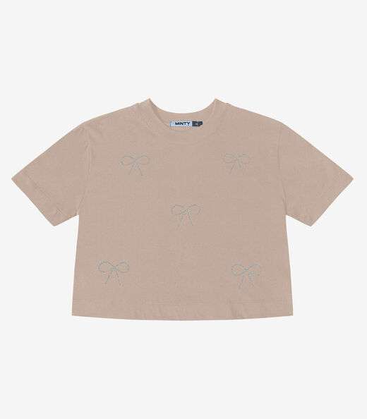 T- Shirt Feminina Meia Malha Minty Marrom