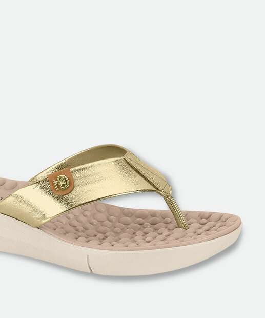 Rasteirinha Feminina Conforto Metalizada Modare Dourado  