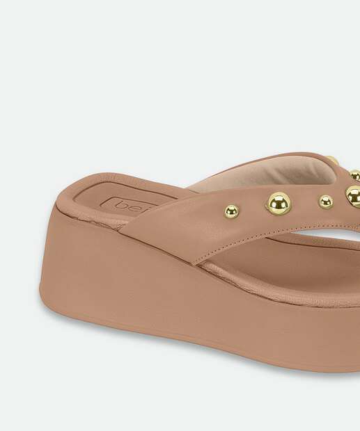Tamanco Feminino Flatform Tachas Beira Rio Bege