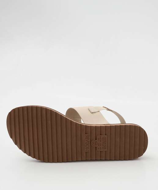 Sandália Feminina Rasteira Pedras Sintéticas Modare Bege