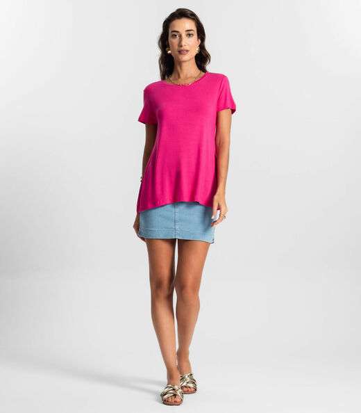 Blusa Feminina manga Curta KO Rosa
