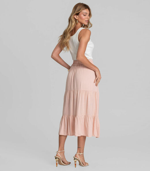 Saia Midi Feminina Duas Marias Em Viscose Dianna Marrom