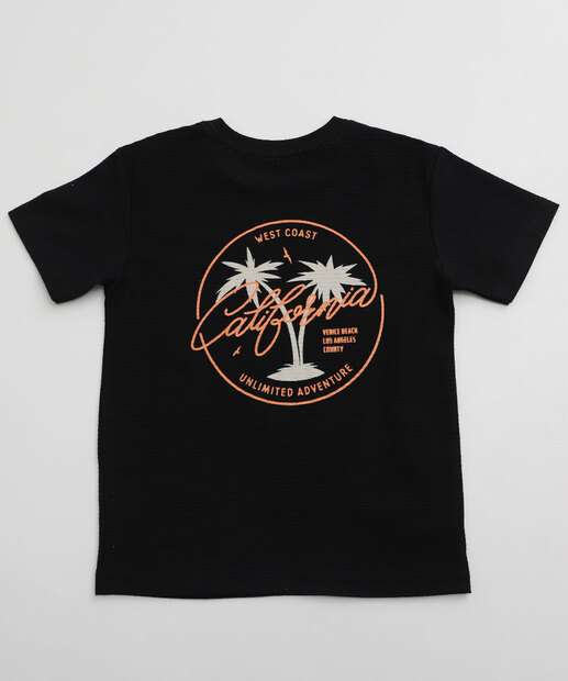 Camiseta Infantil Estampa Frase MR Tam 4 a 10 Preto