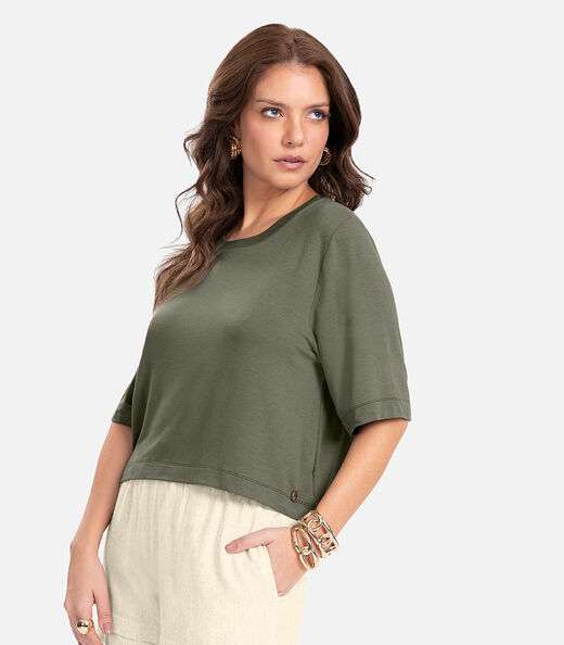 Blusa Feminina Manga Curta em Molecotton Endless Verde