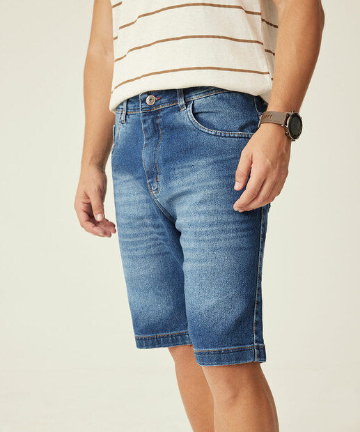 Bermuda Masculina Jeans Bolsos