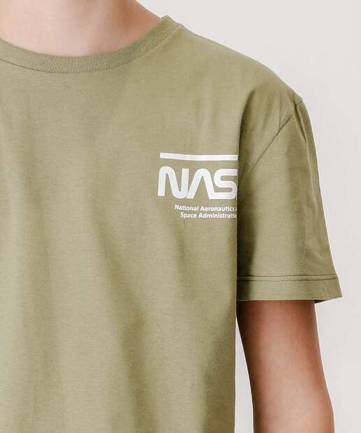 Camiseta Juvenil Manga Curta Nasa Tam 10 a 16
