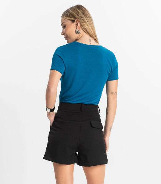 Blusa Feminina Básica Visco Tricot Rovitex Azul