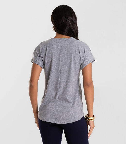Blusa Feminina Canelada Rovitex Cinza