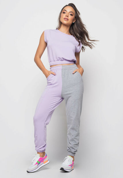 Cropped  Barra Elástico Malha Comfort Lilás