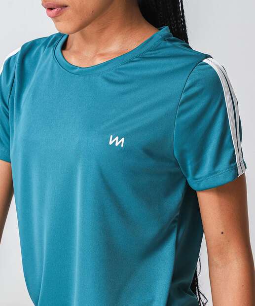 Blusa Feminina Fitness Listras Marisa Azul