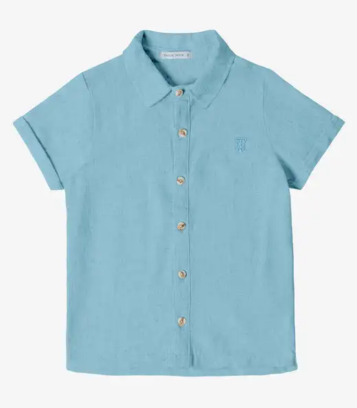Camisa Infantil Masculina Com Botões Trick Nick Azul