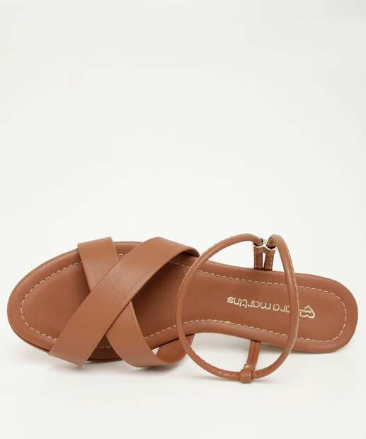 Sandália Anabela Feminina Tiras Caramelo