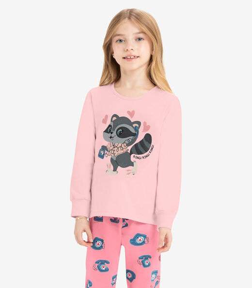 Pijama Meia Malha Rovi Kids Rosa