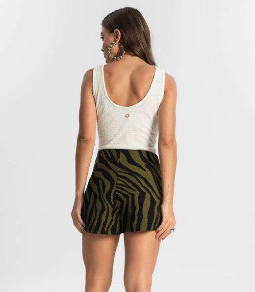Shorts Saia Feminino Estampado Style Box Verde