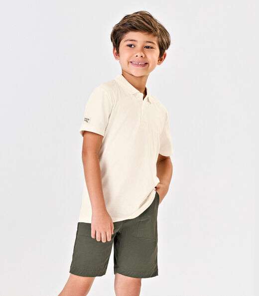 Polo Infantil Cotton Leve Rovi Kids Bege