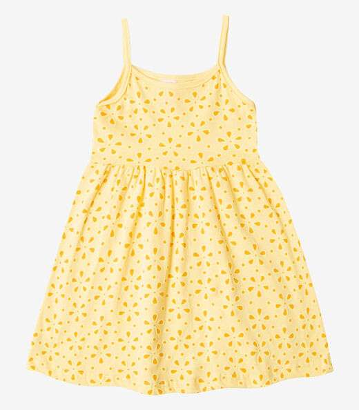 Vestido Infantil Estampado de Alcinha Bju Kids Amarelo