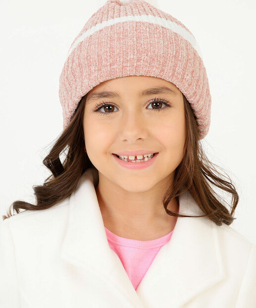 Touca Infantil Tricô Recorte Pompom Marisa