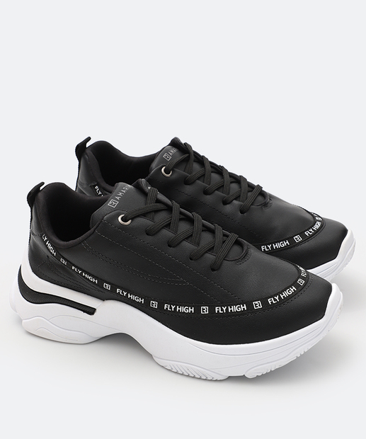 Tênis Feminino Casual Recorte Ramarim Preto