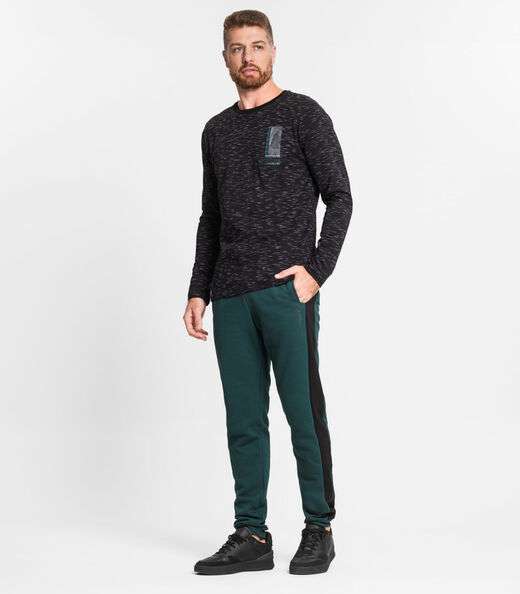 Camiseta Manga Longa Em Meia Malha Diametro Preto