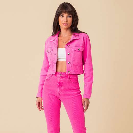 Jaqueta Cropped Veludo Cotelê Feminina Disparate