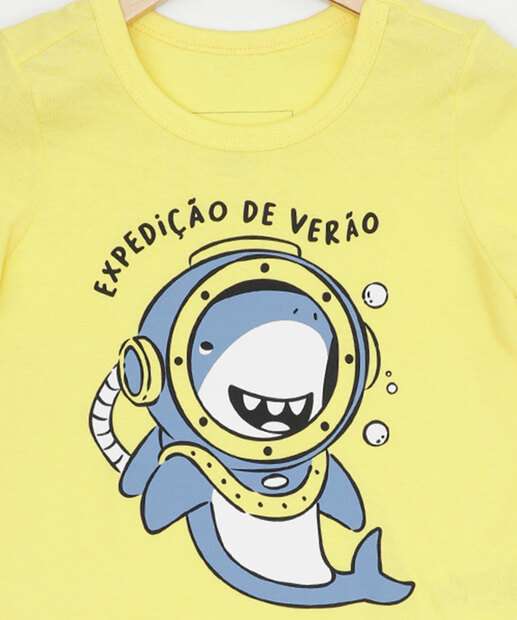 Camiseta Infantil Tubarão Manga Curta Mr Tam 1 a 3