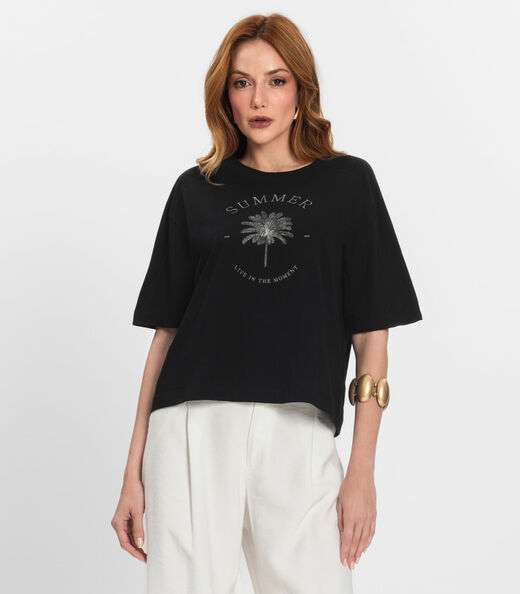 Image_T- Shirt Feminina Manga Curta Endless Preto