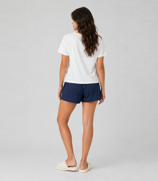 Pijama Feminino Shorts E Blusa Infinita Cor Azul