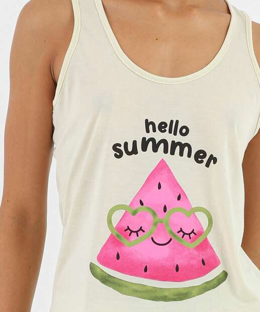 Pijama Feminino Nadador Melancia Marisa Verde