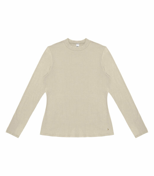 Blusa Feminina Manga Longa Gola Alta Rovitex Bege
