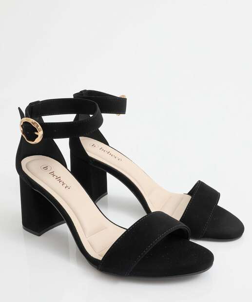 Sandália Feminina Salto Grosso Nobuck Bebecê Preto