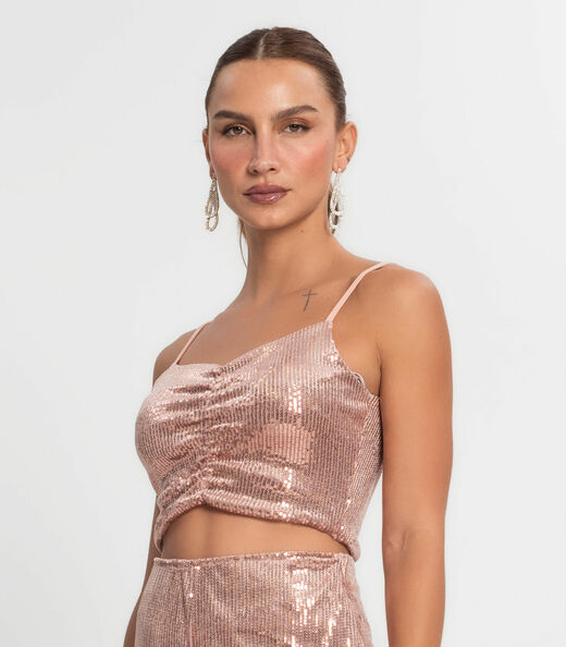 Top Cropped Em Paetê Endless Unica