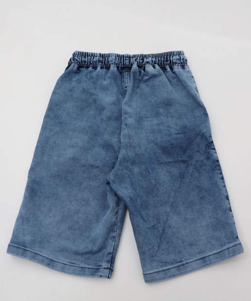 Bermuda Juvenil Jeans Jogger Bolsos Puídos Tam 10 a 16 Azul