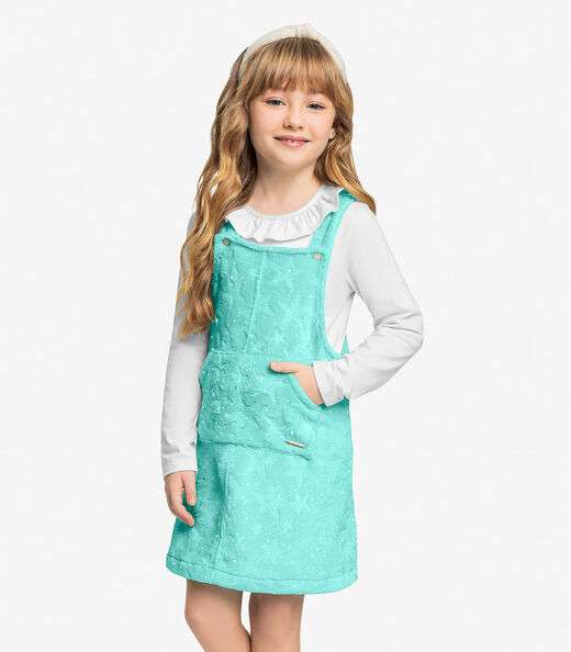 Salopete Infantil Peluciada Com Glitter Trick Nick Azul