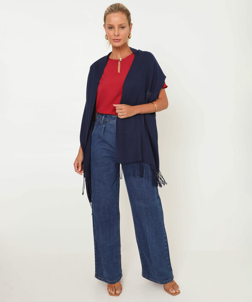 Cachecol Feminino Liso Marisa Azul