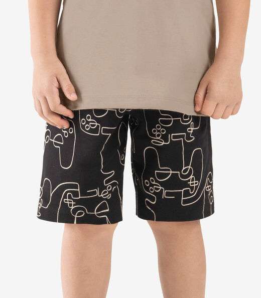 Conjunto Infantil Camiseta Com Bermuda Rovi kids Marrom