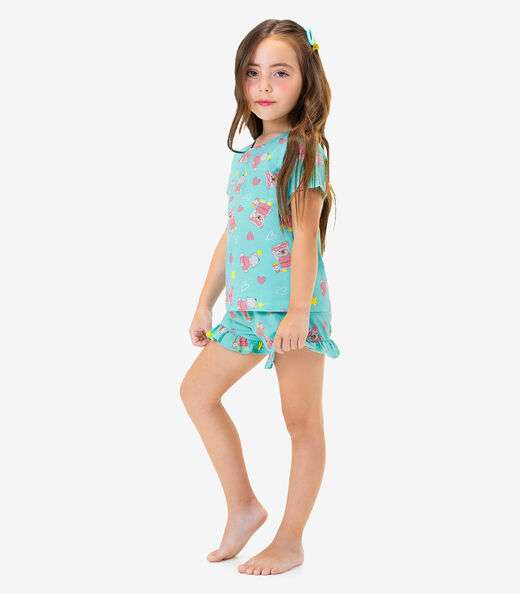 Pijama Infantil Menina Rovi Kids Azul