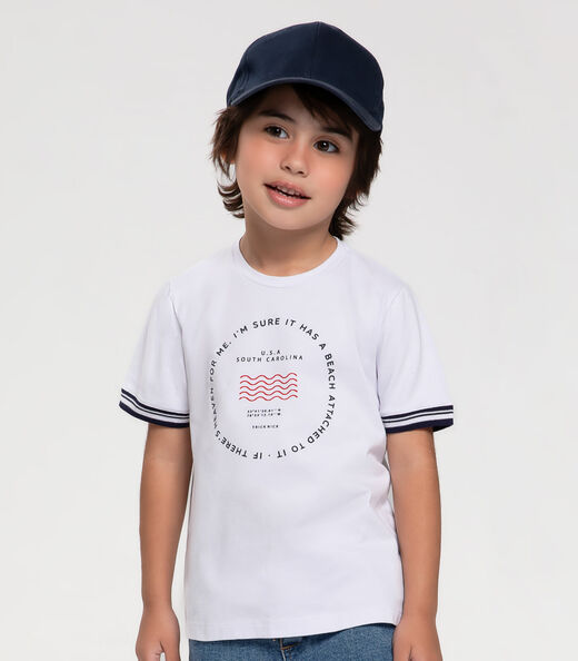 Conjunto Camiseta Com Bermuda Jeans Trick Nick Branco