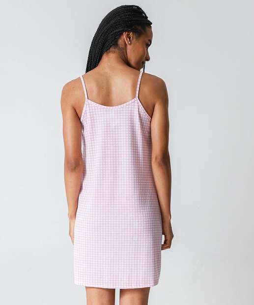 Camisola Estampa Xadrez Recorte Renda Marisa Rosa