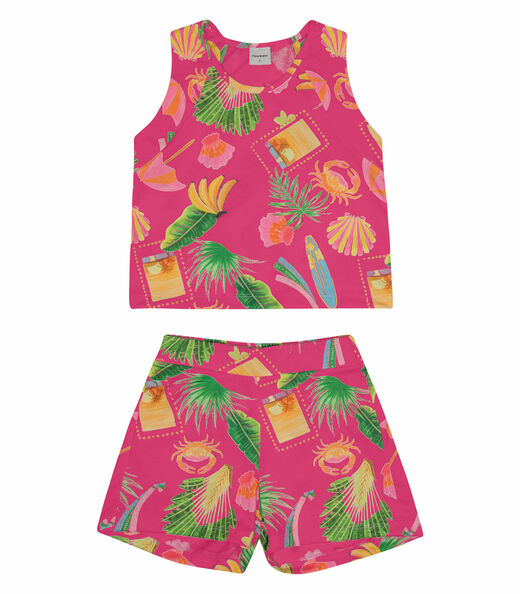 Conjunto Infantil Feminino Praia Rovitex Kids Rosa
