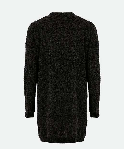 Cardigan Feminino Chenille Alongado Bolsos Marisa