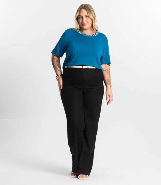 Blusa Feminina Manga Curta Secret Glam Azul