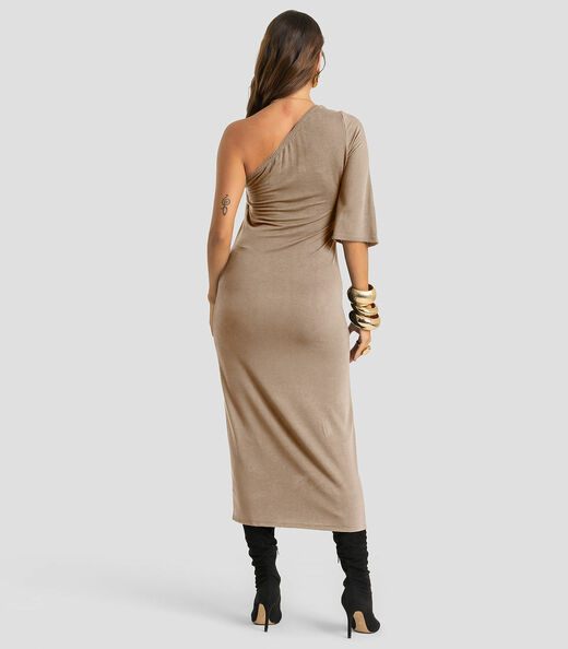 Vestido Midi Feminino Molicotton Viscose Dianna Marrom