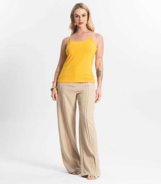 Blusa Feminina de Alças Básica Rovitex Amarelo