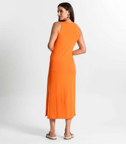 Vestido Midi Em Molecotton Rovitex Laranja