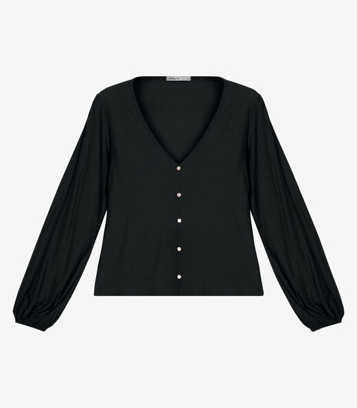 Image_Blusa Feminina Manga Longa Bufante Viscose Endless Preto